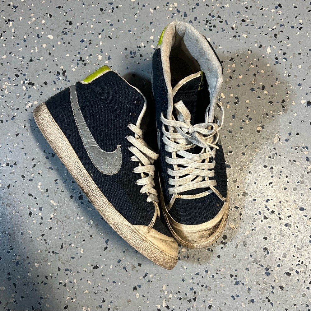 Nike High-Top Blazers in Canvas Blue Silver and White